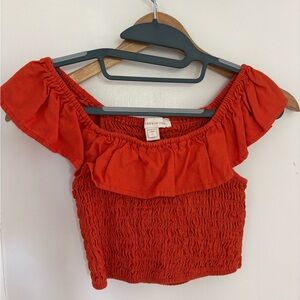 Smocked Ruffle Crop Top